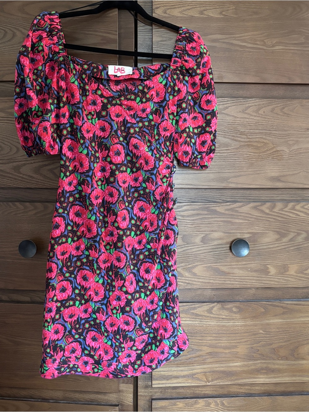 BA and SH Lab Pink Floral Puff-Sleeve Mini Dress